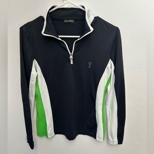 Golfino Black, White & Green Quarter-Zip Pullover Size 8